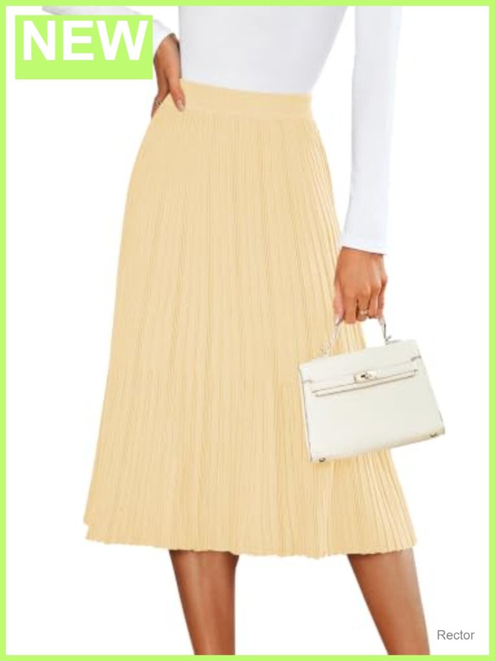 High Waisted Knit A-Line Midi Skirt